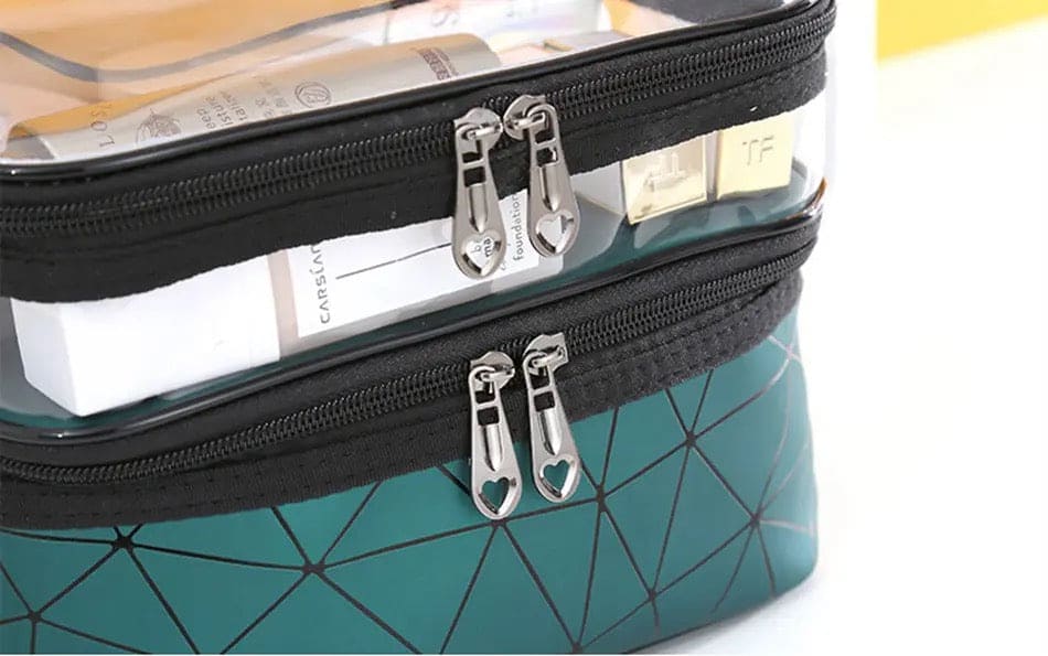 Dual Transparent Cosmetic Bag, Women Make Up Case, Big Capacity Travel Makeup Organizer, Toiletry Beauty Storage, Portable Women Makeup Bag, Travel Carrying Bag, Cosmetic Storage Bag, Dual Zipper Wash Beauty Pouch