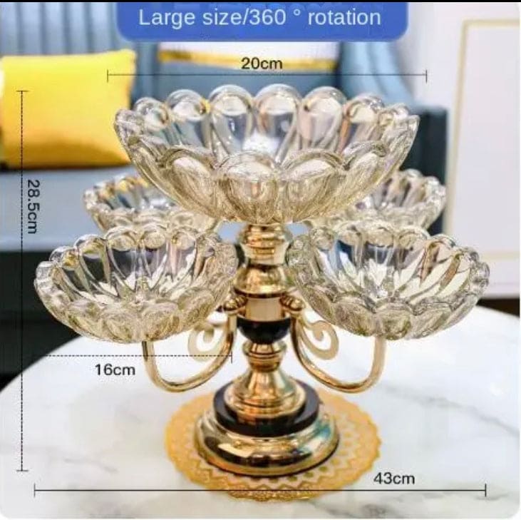 Multilayer Candy Platter, European Metal Fruit Bowl, Creative Light Luxury Snack Candy Plate, Home Living Room Coffee Table Tray, Decorations Fruit Bowl, Rotatable Fruit Basket