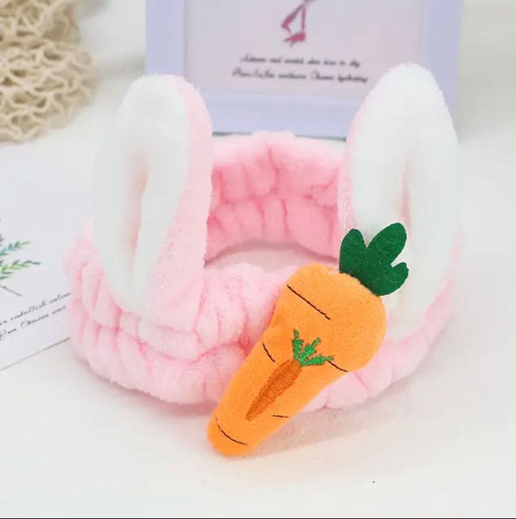 Carrot Rabbit Ears Face Wash Headband, Wash Face Hair Holder Hairband, Soft Warm Coral Fleece Bow Animal Ears Headband, Soft Lovely Wash Face Hairband, Spa Headband for Makeup, Perfect Cosmetic Headband