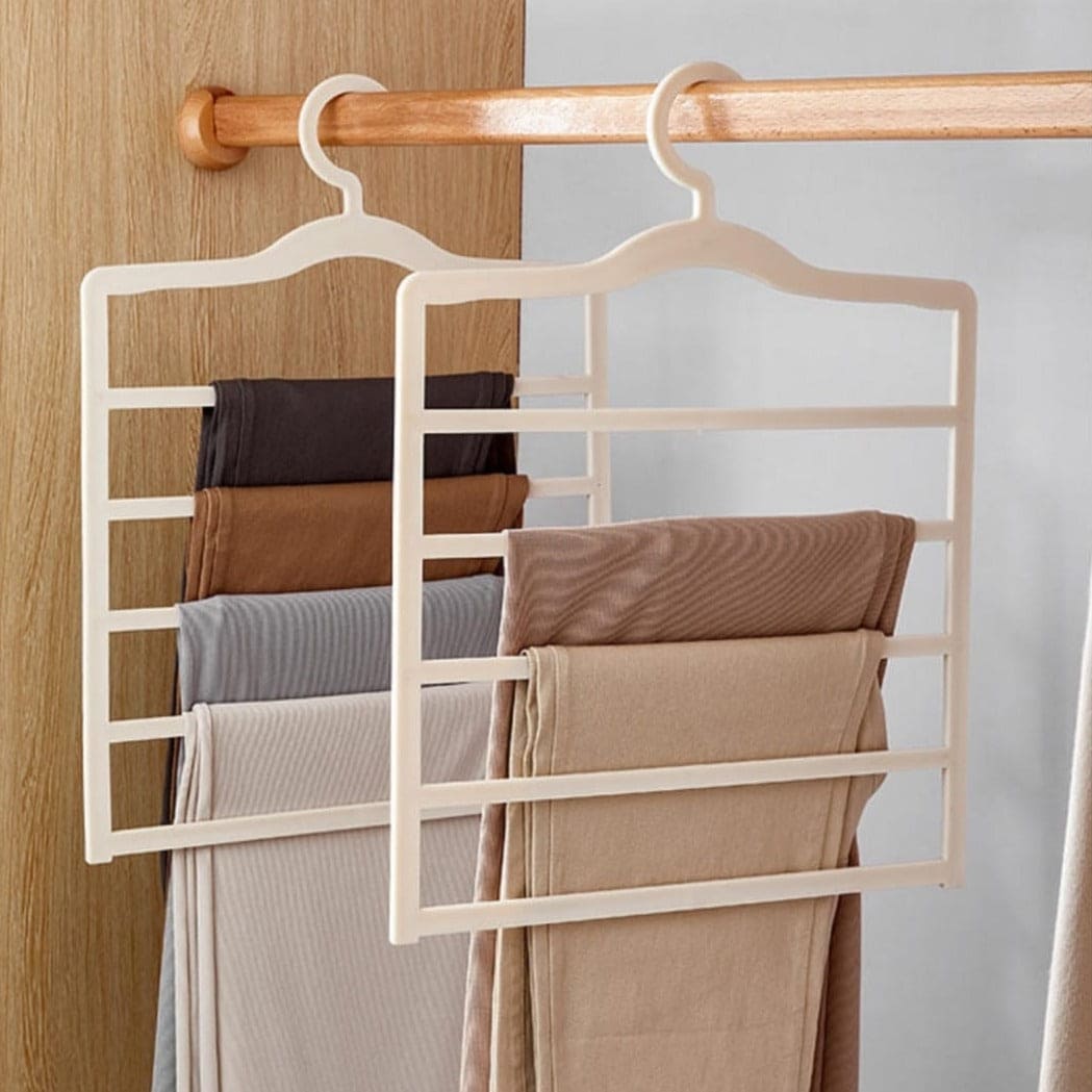 Simple Trouser Hanger, Multilayer Household Wardrobe Hanger, 5 Layers Pants Towel Scarfs Racks, Multifunctional Storage Hanger, Non-slip Magic Hanger, Wardrobe Organizer Storage Rack