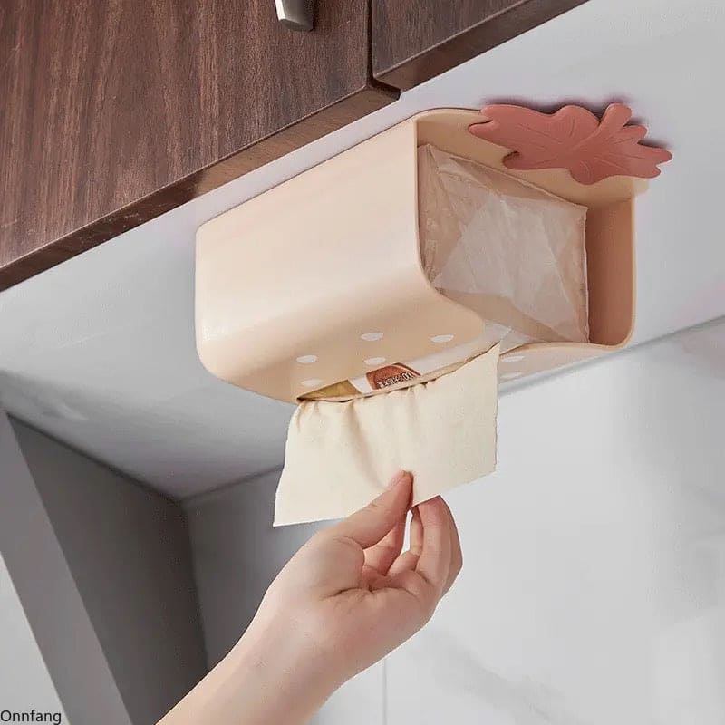 Dotted Tissue Holder, Wall Mounted Self Adhesive Tissue Box, Plastic Napkin Paper Holder, Bathroom Kitchen Tissue Paper Organizer, Decorative Tissue Box Shelf, Fashionable Household Perforated Tissue Box