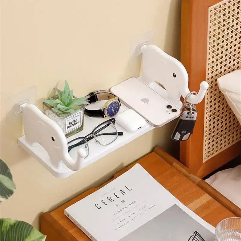 Elephant Storage Shelf, Multifunctional Storage Rack, Elephant Guardrail Hook Storage Rack, Household Kitchen Bathroom Organizer Shelf, Wall Hanging Seasoning Storage Shelf, Wall Mounted Storage Organizer, Multipurpose Floating Shelf