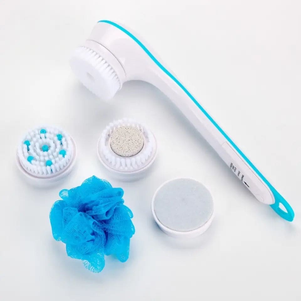 Spinning Spa Brush, 5 in 1 Electric Shower Brush, Multi Body Cleansing Brush, Handheld Massage Body Brush, Rotating Shower Sponge Scrubber Brushes, Multifunction Electric Shower Brush, Long Handle Rechargeable Back Body Brush