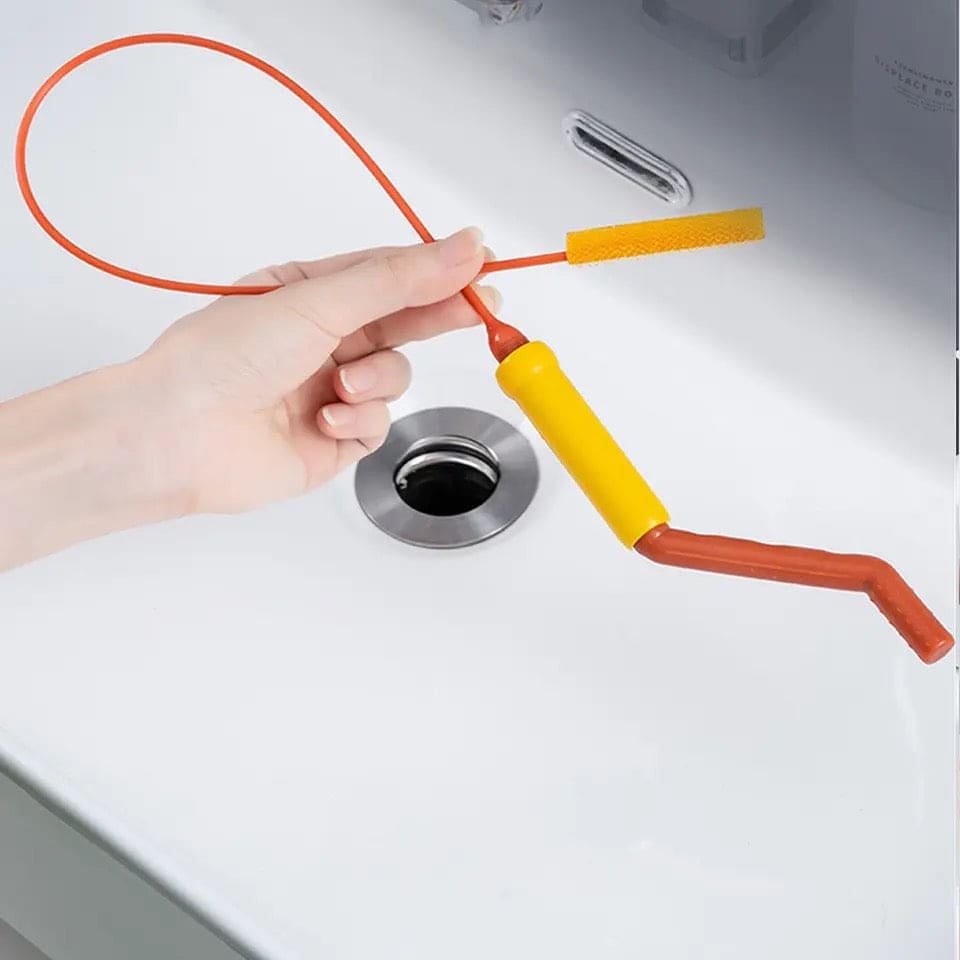 Flexible Sink Cleaning Brush, Pipe Draining Brush With Rotating Handle, Drain Weasel Sink Snake Cleaner with New Molded Tip, Clog Plug Hole Remover Tool, Multifunctional Cleaning Claw Hair Catcher, Kitchen Bathroom Cleaning Tools