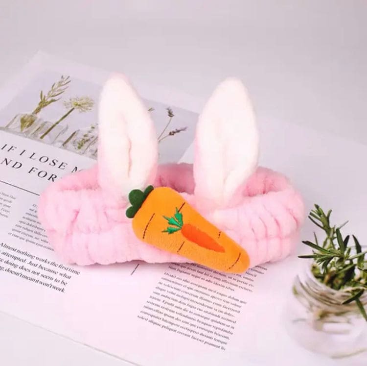 Carrot Rabbit Ears Face Wash Headband, Wash Face Hair Holder Hairband, Soft Warm Coral Fleece Bow Animal Ears Headband, Soft Lovely Wash Face Hairband, Spa Headband for Makeup, Perfect Cosmetic Headband