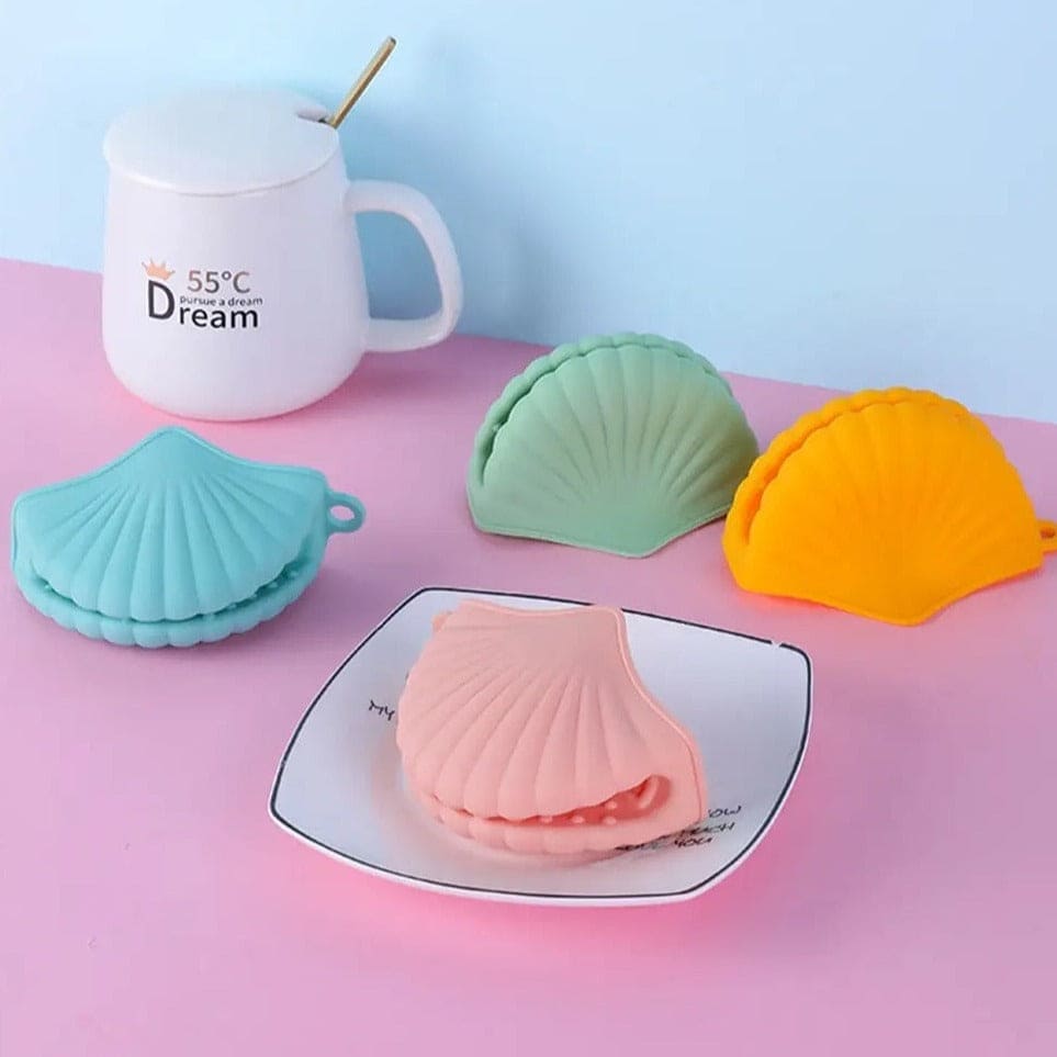 1 Pair Sea Shell Pot Gripper, Kitchen Pinch Grip, Durable Silicon Glove Clip, High Resistant Soup Pot Grip Cover, Anti Slip Silicone Oven Mitts, Anti-Slip Pot Hot Handle Holders