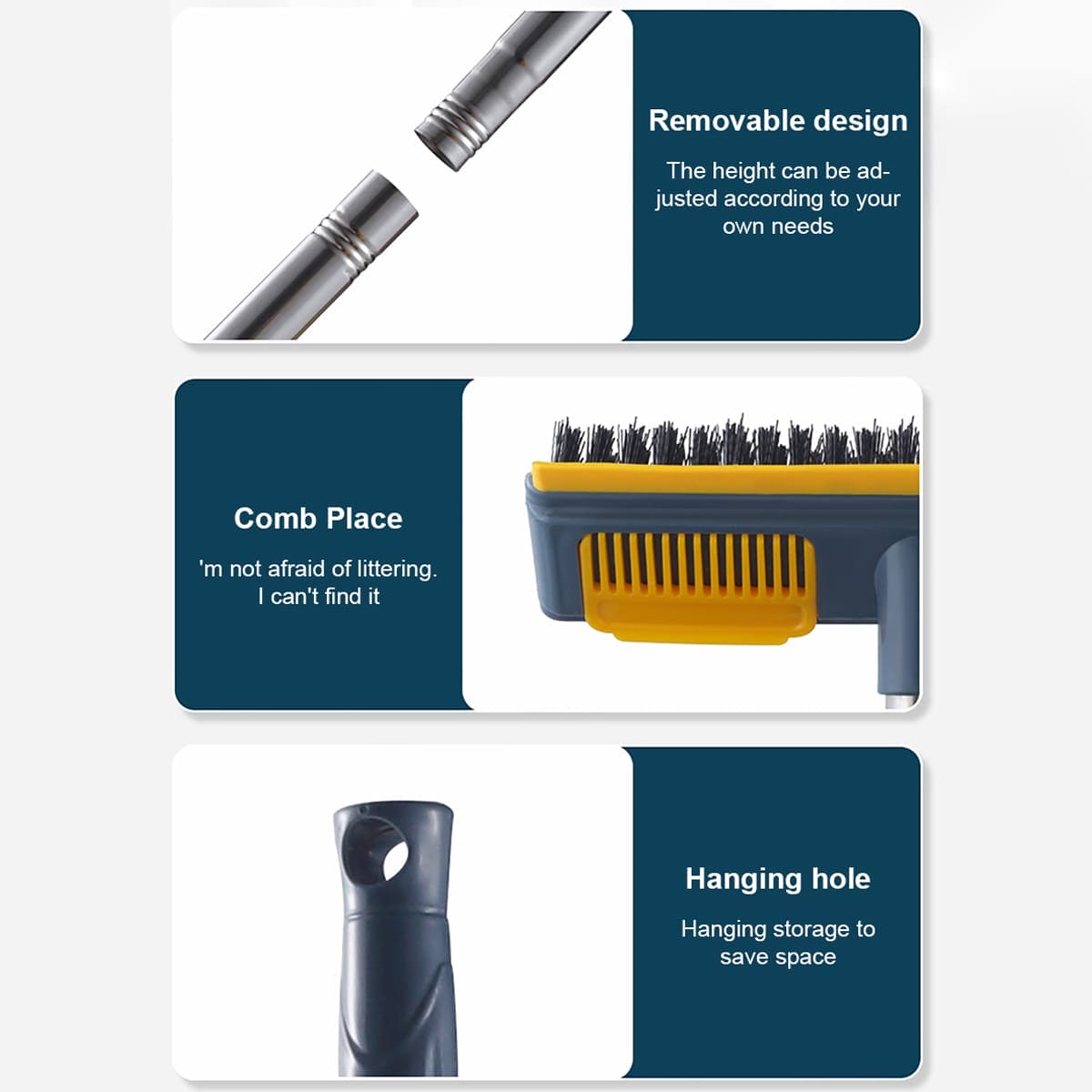 Comb Cleaning Wiper, Adjustable Floor Cleaning Brush, Bathroom Wiper Kitchen Tile Cleaning Tools, 2 in 1 Floor Scrubber Cleaning Grout Brush With Comb, Grout Scrubbing Brush Long Handle Tile Cleaning Brush, Bathroom Kitchen Tile Crack Cleaning Brush