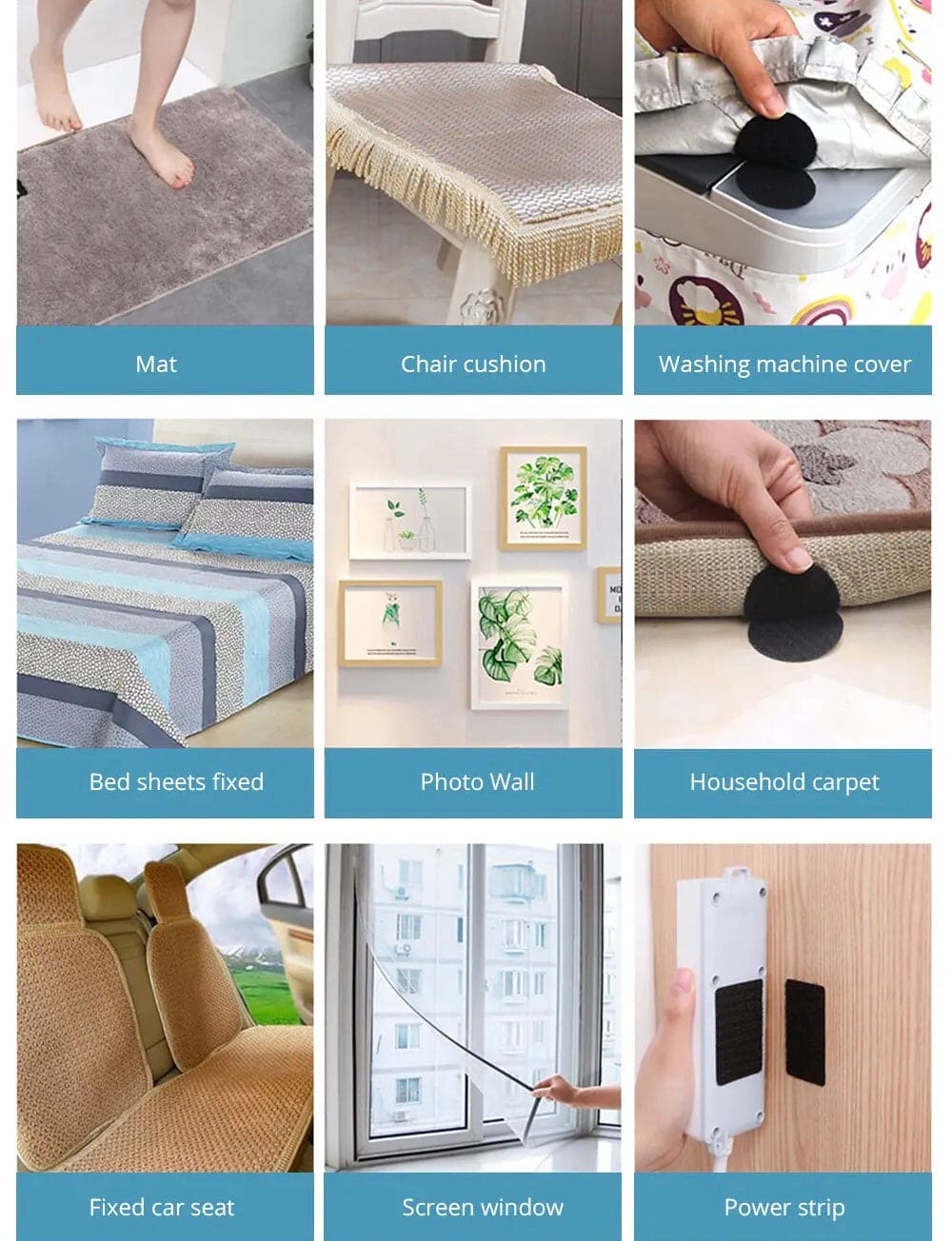 Set Of 4 Hook And Loop Dot Tape, Carpet Anti Slip Mat Sticker, Heavy Duty Rug Carpet Gripper Pad, Double Sided Sticky Back, Sticky Back Hook Loop Dots, Double Sided Sticky Coin Tape, Anti Curling Carpet Tape, Home Bathroom Sticking Tape