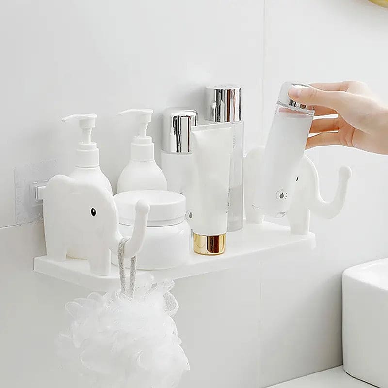 Elephant Storage Shelf, Multifunctional Storage Rack, Elephant Guardrail Hook Storage Rack, Household Kitchen Bathroom Organizer Shelf, Wall Hanging Seasoning Storage Shelf, Wall Mounted Storage Organizer, Multipurpose Floating Shelf