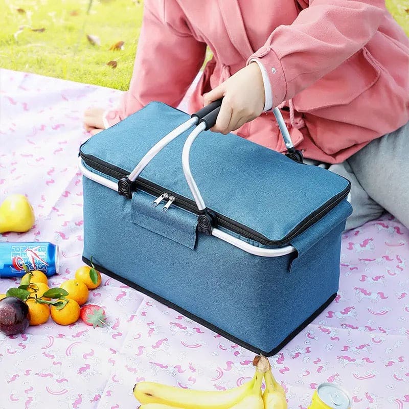 Foldable Picnic Basket, Outdoor Picnic Bag, Portable Insulated Picnic Basket, Large Capacity Camping Insulated Lunch Bag, Garden Yard Picnic Basket and Backpack, Home Storage Basket, Hamper Insulated Picnic Basket, Folding Portable Market Basket