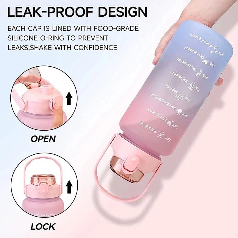 2L Gradient Water Bottle, Flip Lid Drink Jug, Water Flask Drinking Bottle, Outdoor Sports Portable Plastic Cold Water Cups, Transparent Frosted Plastic Water Bottle