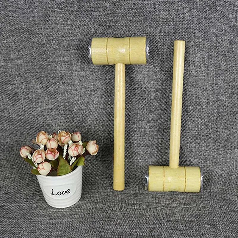Double Sided Wooden Meat Hammer, Meat Mallet Tenderizer, Steel Meat Knocker With Wooden Handle, Kitchen Meat Hammer, Pork Chop Hammer, Dual Sided Meat Mallet For Kitchen, Heavy Duty Meat Pounders Hammer