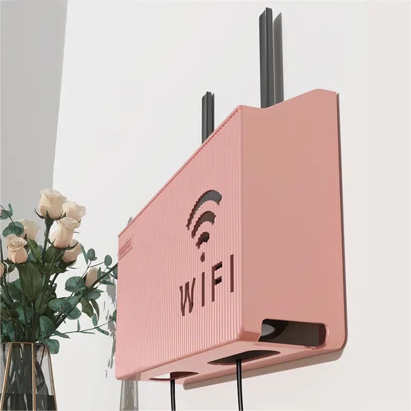 Wireless Wifi Router Shelf, Wall-mounted Cable Power Bracket Organizer, Router Wall Hanging Rack, Game Console Box, Self Adhesive Storage Rack, ABS Cable Organizer Box, Socket Power Cord Storage Shelf, Home Office Wall Organizer Management
