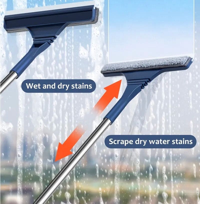 2 in 1 Window Mesh Screen Brush, Curtain Net Wipe Cleaner Brush, Telescopic Long Handle Dust Removal Brush, Household Cleaning Tool, Window Mop Squeegee Wiper, Window Cleaner Magic Broom Wiper