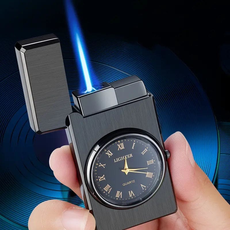 Flame Watch Lighter, Loud Clock Inflatable Windproof Lighter, Metal Turbo Flashlight Lighter, Butane Gas Lighter, Metal Watch Lighter, Cigarette Cigar Lighter, Jet Flame Torch Lighter, Portable Pocket Torch Lighter