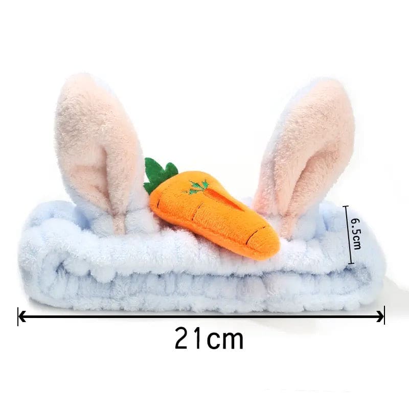 Carrot Rabbit Ears Face Wash Headband, Wash Face Hair Holder Hairband, Soft Warm Coral Fleece Bow Animal Ears Headband, Soft Lovely Wash Face Hairband, Spa Headband for Makeup, Perfect Cosmetic Headband