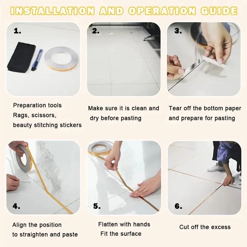 Metallic Floor Sealing Sticker, Tile Tape Sticker, Self Adhesive Sealing Foil Strips, Background Wall Home Decoration Caulk Tape, Waterproof Seam Wall Stickers, Decoration Tape For Home Floor Tiles, Wall Decor, Gold Foil Self Adhesive Tile Stickers Tape