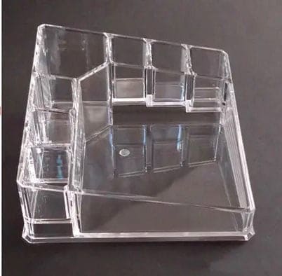 Transparent Triangle Lipstick Case, 8 Grid Acrylic Storage Box, Cosmetic Display Stand, Crystal-like Cosmetic Jewelry Storage Box, Transparent Makeup Storage Box, Eye Shadow Display Stand Holder, Bathroom Skincare Organizer, Desk Cosmetic Shelf