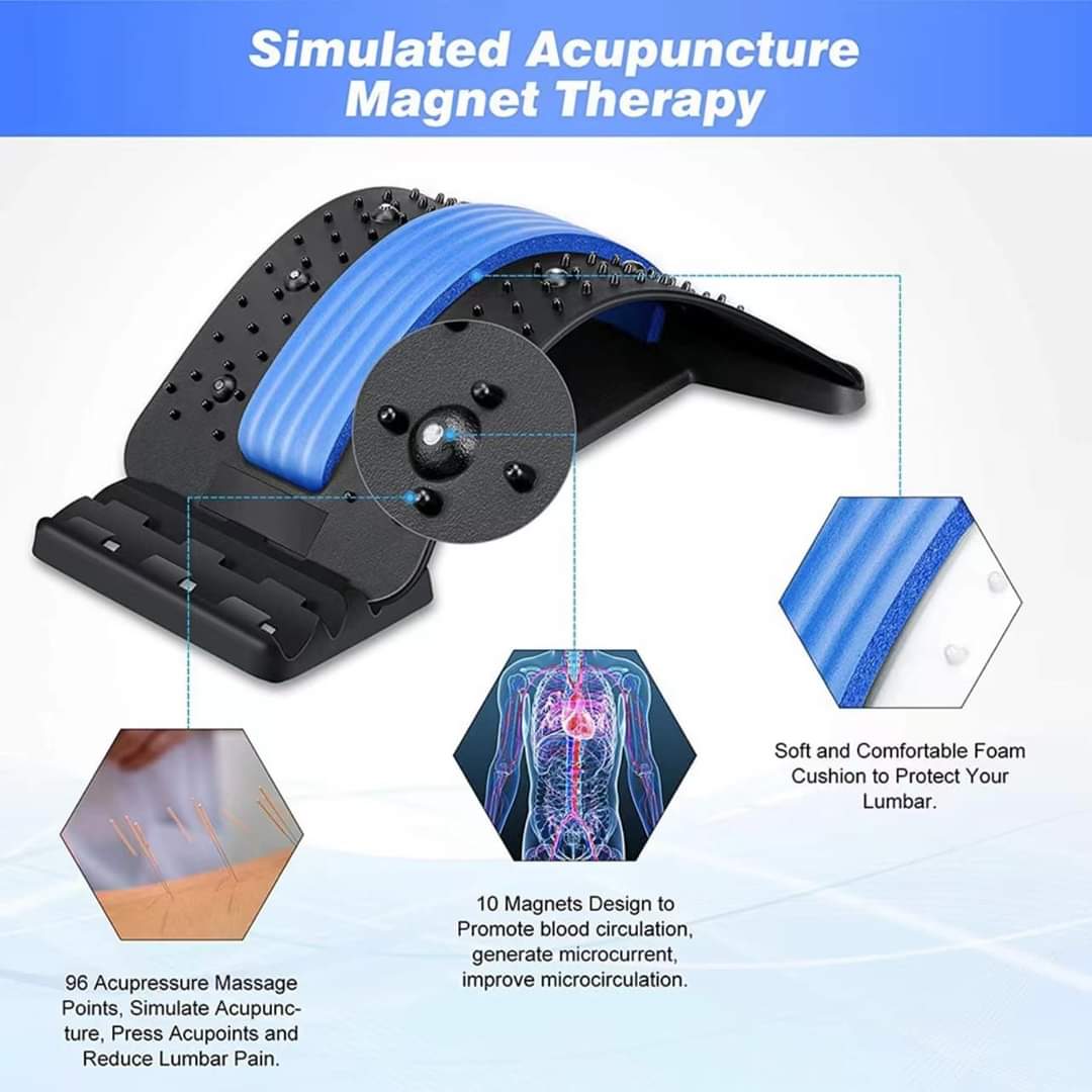 Magnetic Back Stretcher, Magic Back Support Spine Stretcher with Foam Pad, Back Massager Stretcher, Multi Level Back Stretcher, Back Stretching Device, Back Massager for Bed, Magic Stretch Fitness Lumbar Support, Spinal Curve Back Stretcher