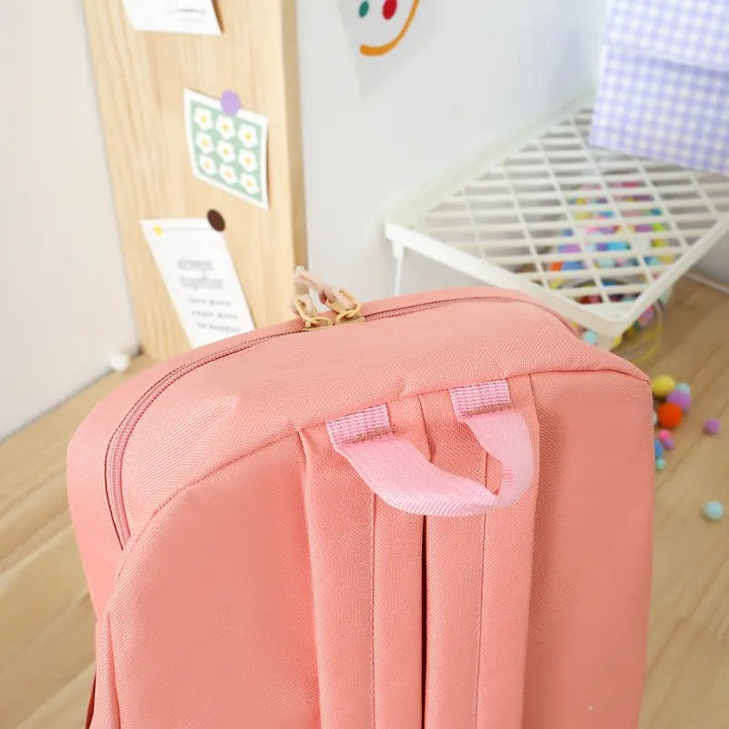 Set Of 4 Bunny Bag, Multifunctional School Bag For Girls, Large Capacity Outdoor Travel Backpack, Waterproof Outdoor Travel Bag, Canvas Laptop School Bag Sets for Kids with Tote Pencil Case, Lunch Box Bag, Back To School Supplies Canvas Bag