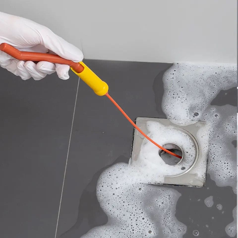 Flexible Sink Cleaning Brush, Pipe Draining Brush With Rotating Handle, Drain Weasel Sink Snake Cleaner with New Molded Tip, Clog Plug Hole Remover Tool, Multifunctional Cleaning Claw Hair Catcher, Kitchen Bathroom Cleaning Tools