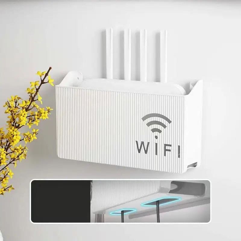Wireless Wifi Router Shelf, Wall-mounted Cable Power Bracket Organizer, Router Wall Hanging Rack, Game Console Box, Self Adhesive Storage Rack, ABS Cable Organizer Box, Socket Power Cord Storage Shelf, Home Office Wall Organizer Management