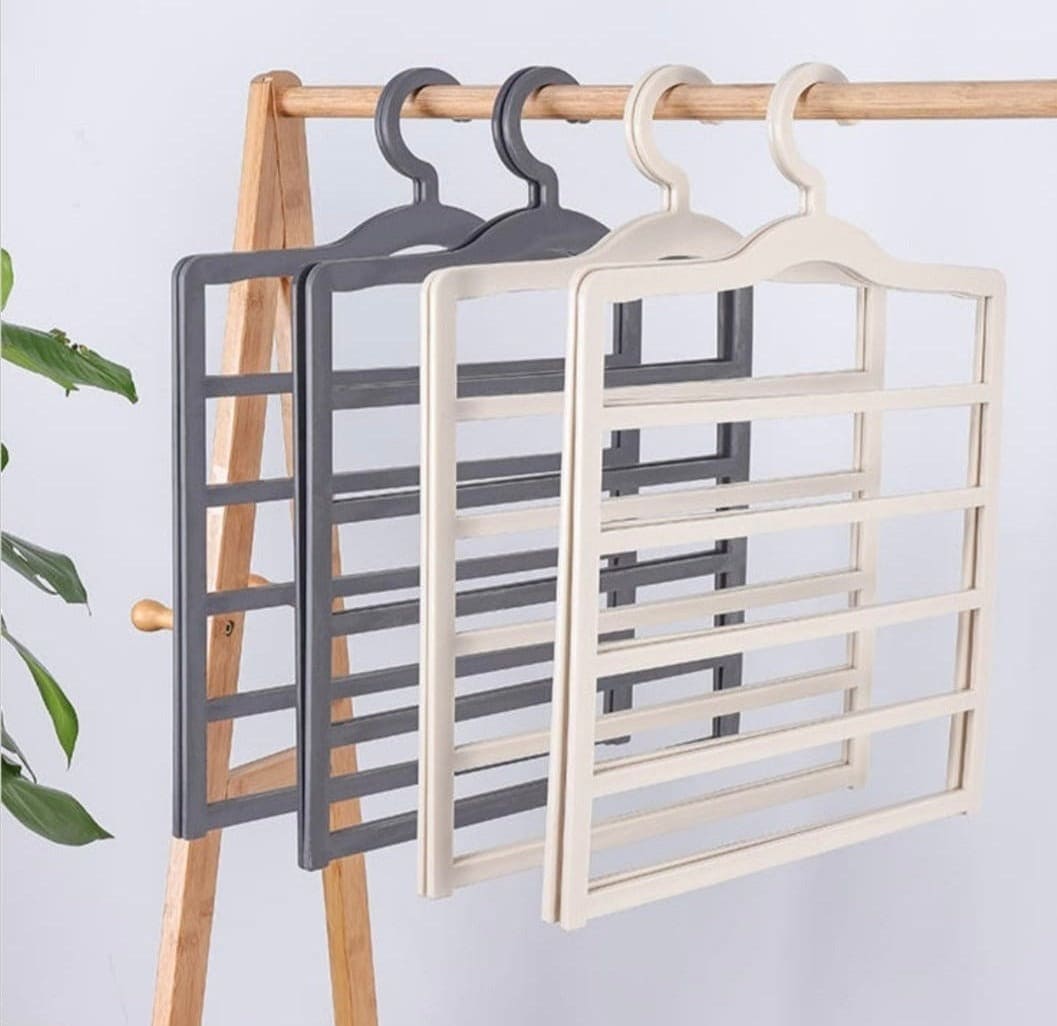 Simple Trouser Hanger, Multilayer Household Wardrobe Hanger, 5 Layers Pants Towel Scarfs Racks, Multifunctional Storage Hanger, Non-slip Magic Hanger, Wardrobe Organizer Storage Rack
