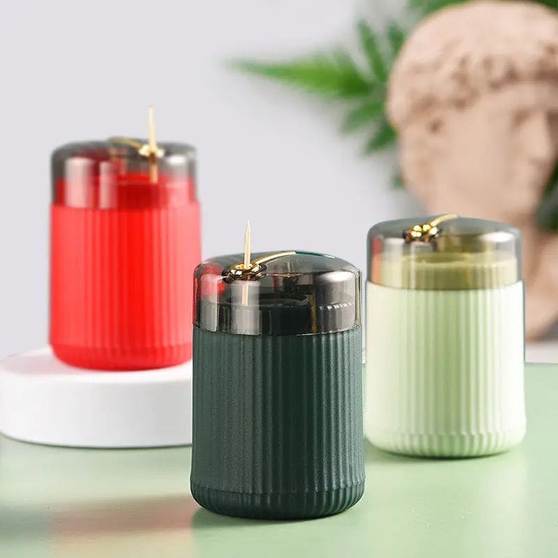 Portable Pop Up Toothpick Box, Press Type Cylinder Toothpick Holder, Automatic Eject Toothpick Jar, Self Ejecting Toothpick Dispenser, Household Toothpick Holder Organizer, Transparent Pop Up Table Toothpick Container, Creative Automatic Toothpick Box