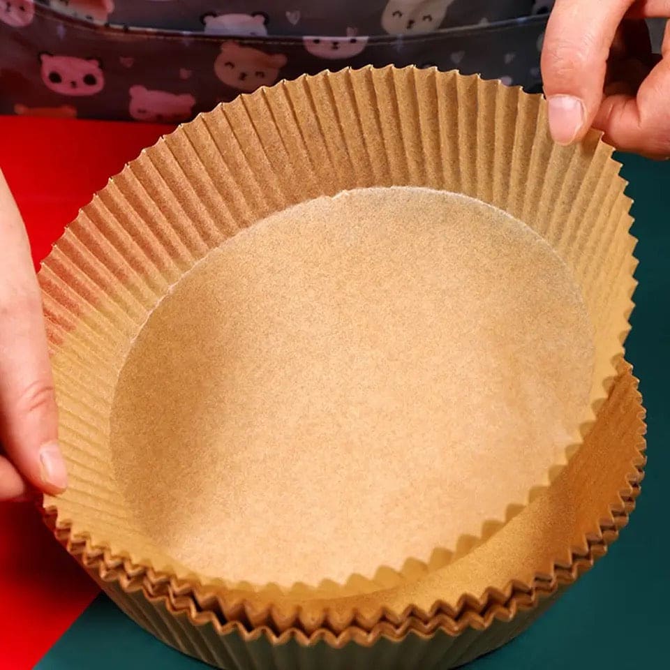 50 Pcs Air Fryer Plates, Kitchen Baking Greaseproof Paper, Oil Absorbing Paper for Household, Barbecue Plate Food Oven Kitchen Pan Pad, Non-Stick Unbleached Air Fryer Parchment Paper Liner, Disposable Parchment Paper Set