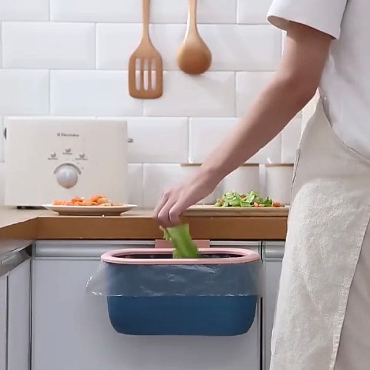 Hanging Waste Basket, Indoor Hanging Under Sink Trash Can, Plastic Wall Mounted Trash Bin, Kitchen Bathroom Office Trash Can, Cabinet Door Trash Bucket, Compact Trash Bin, Multipurpose Storage Box