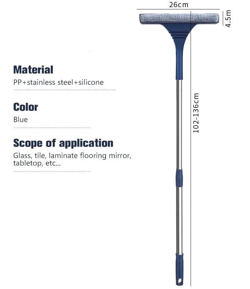 2 in 1 Window Mesh Screen Brush, Curtain Net Wipe Cleaner Brush, Telescopic Long Handle Dust Removal Brush, Household Cleaning Tool, Window Mop Squeegee Wiper, Window Cleaner Magic Broom Wiper