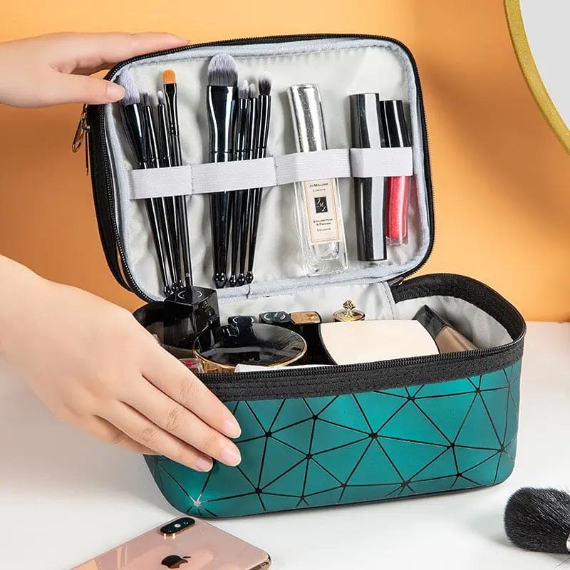 Dual Transparent Cosmetic Bag, Women Make Up Case, Big Capacity Travel Makeup Organizer, Toiletry Beauty Storage, Portable Women Makeup Bag, Travel Carrying Bag, Cosmetic Storage Bag, Dual Zipper Wash Beauty Pouch