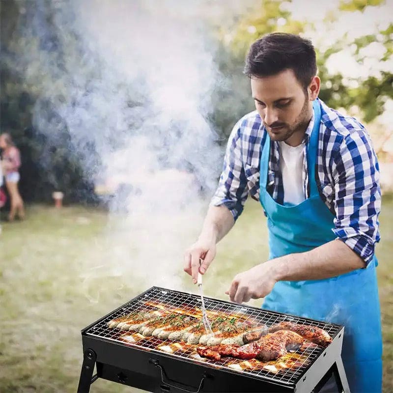 Briefcase Folding BBQ Grill, Outdoor Stainless Steel BBQ Grill, Travel Picnic Camping Grill, Patio Barbecue Charcoal Grill, Garden Outdoor Travel Picnic Folding Charcoal Grill, Compact Foldable Grill