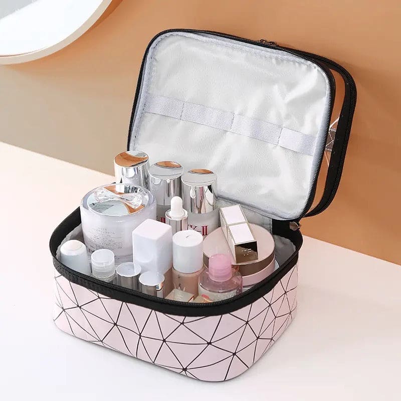 Dual Transparent Cosmetic Bag, Women Make Up Case, Big Capacity Travel Makeup Organizer, Toiletry Beauty Storage, Portable Women Makeup Bag, Travel Carrying Bag, Cosmetic Storage Bag, Dual Zipper Wash Beauty Pouch