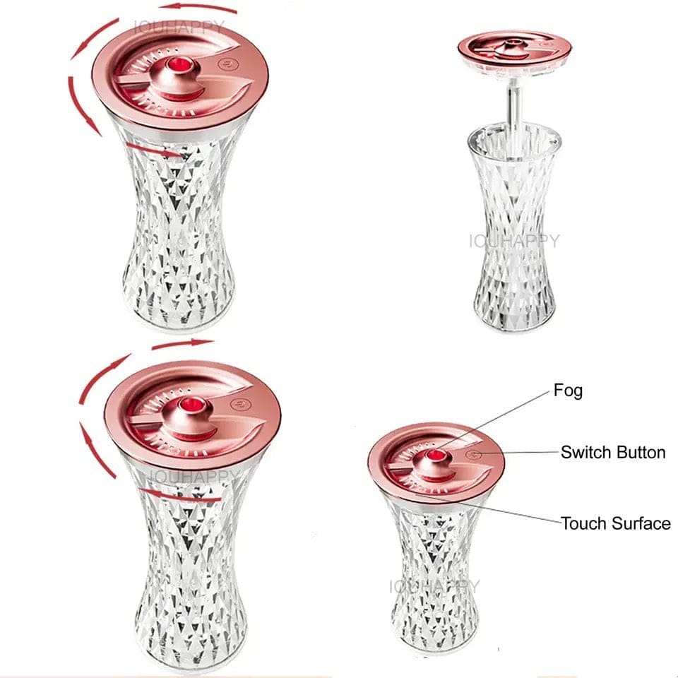 Crystal Lamp Air Humidifier, 2 In 1 Crystal Humidifier, LED Atmosphere Room Decoration Home Lights, USB Air Purifier Aroma Diffuser, Night Lamp Humidifier Decoration, Portable Aroma Oil Diffuser, Home Office Car Air Purifier With Led Night Lights