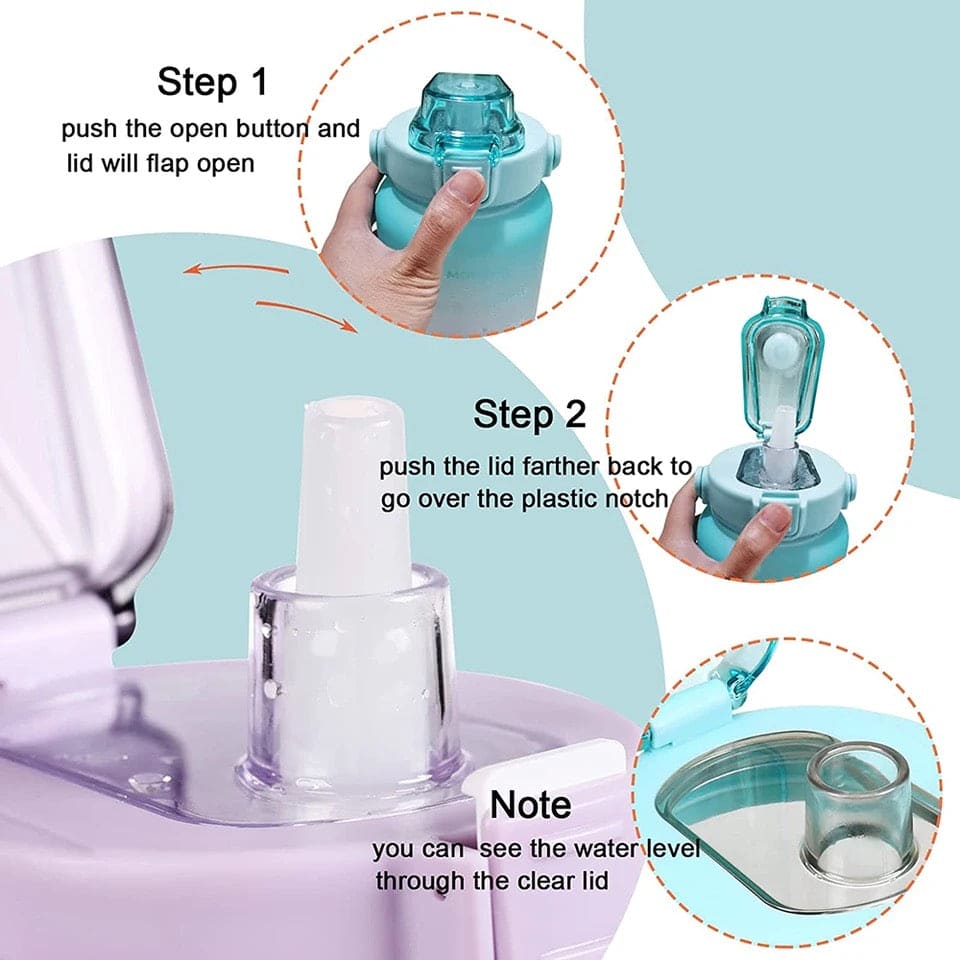 2L Gradient Water Bottle, Flip Lid Drink Jug, Water Flask Drinking Bottle, Outdoor Sports Portable Plastic Cold Water Cups, Transparent Frosted Plastic Water Bottle