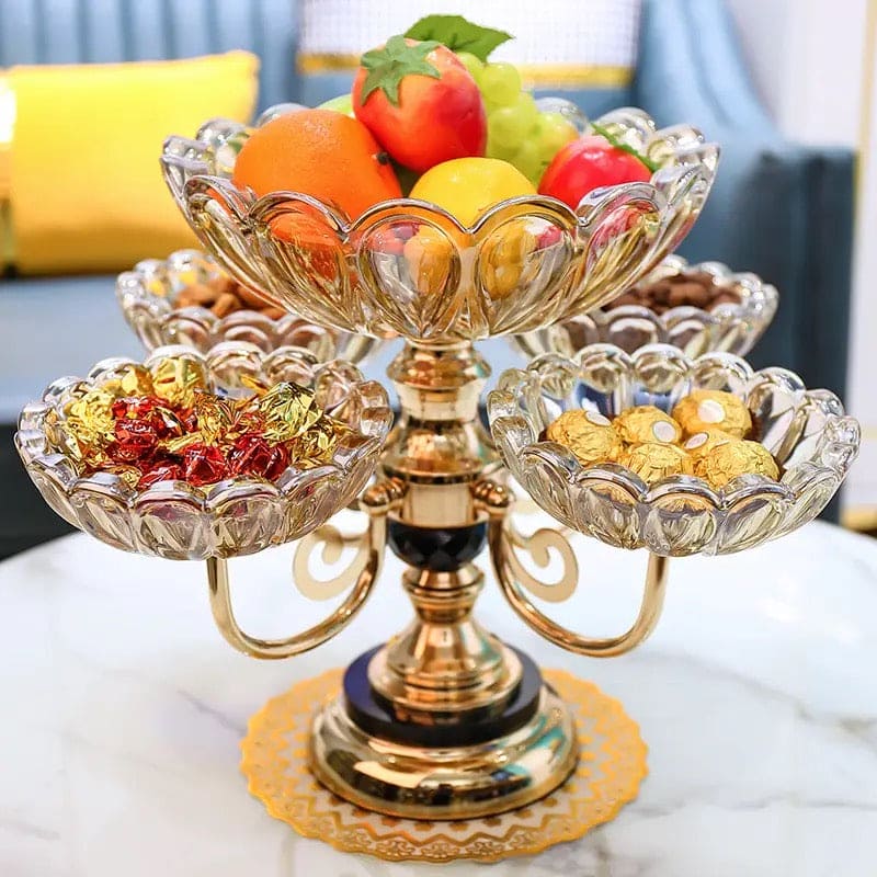 Multilayer Candy Platter, European Metal Fruit Bowl, Creative Light Luxury Snack Candy Plate, Home Living Room Coffee Table Tray, Decorations Fruit Bowl, Rotatable Fruit Basket