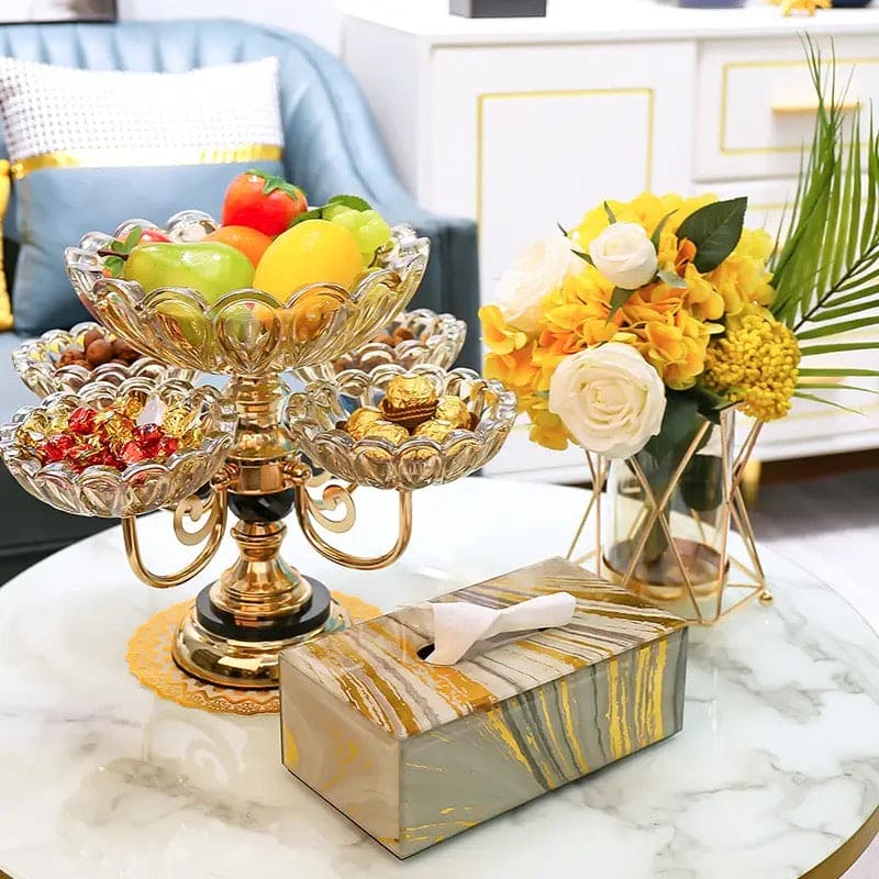 Multilayer Candy Platter, European Metal Fruit Bowl, Creative Light Luxury Snack Candy Plate, Home Living Room Coffee Table Tray, Decorations Fruit Bowl, Rotatable Fruit Basket
