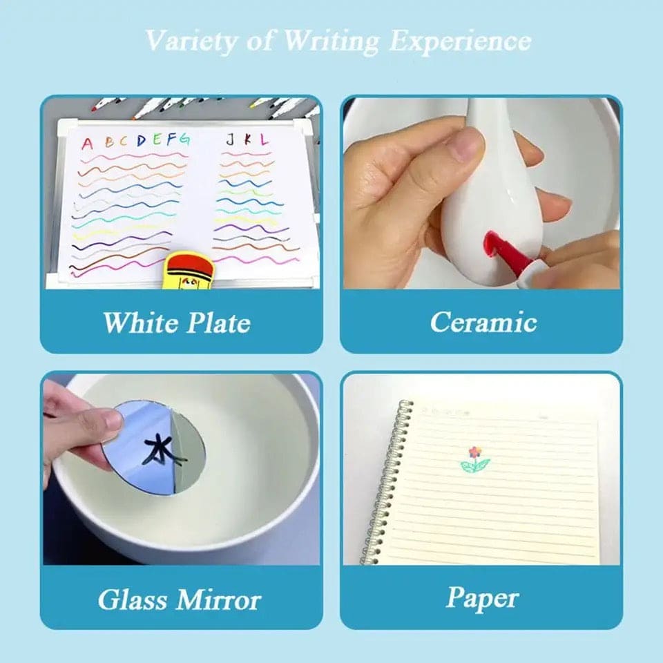 8 Colors Magical Water Painting Pen, Floating Doodle Pens, Kids Drawing Early Education Magic Whiteboard Marker, Floating Water Marker With Spoon, Ceramics Office School Art Marker, Erasable Whiteboard Marker with Spoon