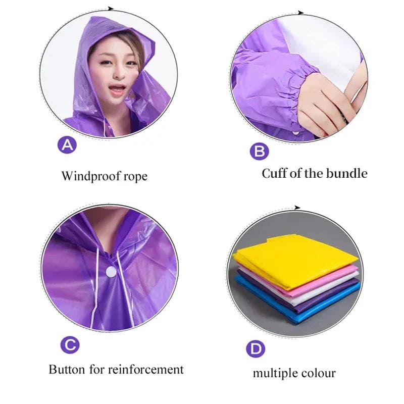 Hooded Rain Coat, Women Men Impermeable Thickened Waterproof Raincoat, Tourism Outdoor Hiking Rain Poncho Raincoat, Universal Travel Rain Jacket, Loose Simple Long Sleeve Rain Jacket, Transparent Thickened Rain Coat