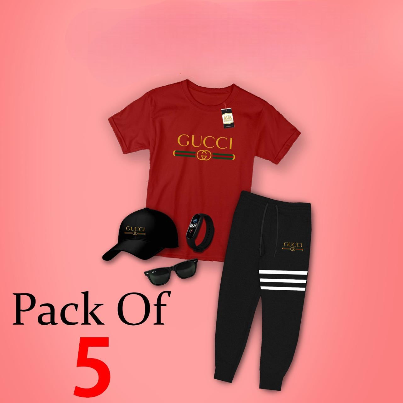 Pack Of 5 Gucci Print Kids Track Suit, Kids Track Suit With Accessories, Kids Printed Clothes