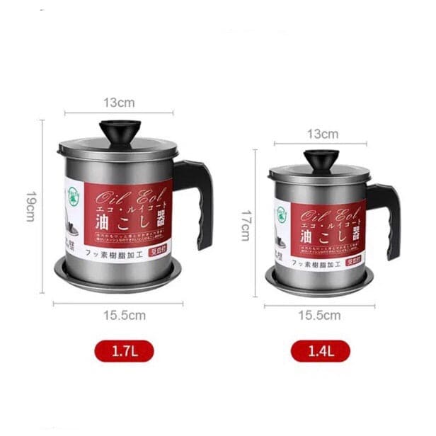 Stainless Steel Oil Filter Pot, Kitchen Oil Separator And Storage Can With Fine Mesh Strainer, Oil Trap with Lid, Strainers Pot Oil Bottle, Filter Oils Separator Lard Tank, Kitchen Cooking Tools