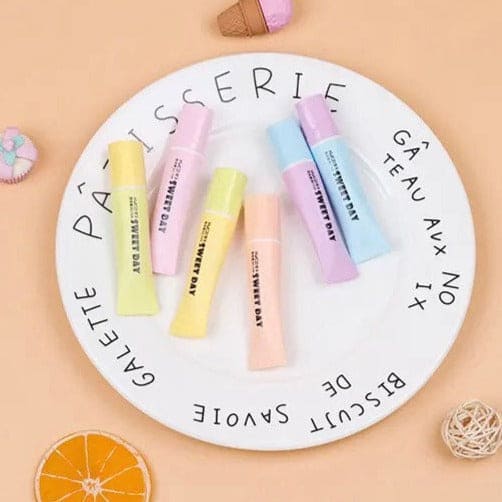 6 Pcs Sweet Day Highlighter, Toothpaste Style Candy Color Highlighter, Swing Cool Highlighters Pens, Office School Stationary Accessories