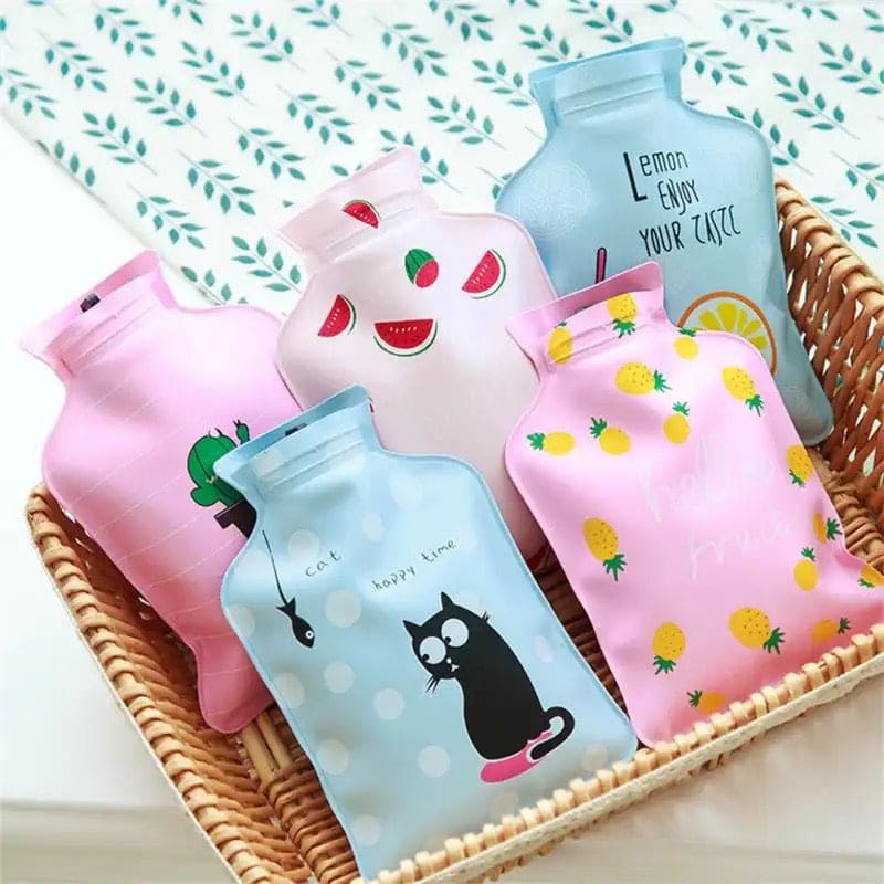 Hot Water Bag with Cute Cartoon Design Soft Cover for Pain Relief