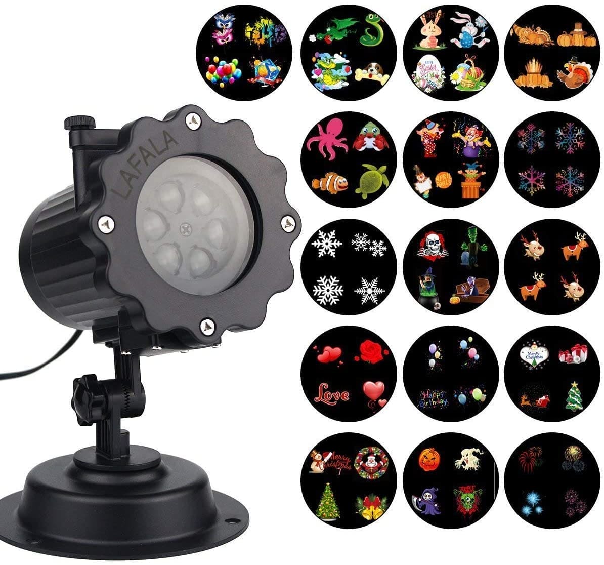 Led Projection Lamp, 16 Pattern Lighting Projector, Waterproof Garden Lawn Lamp Stage Lamp, 16 Pattern Indoor Outdoor Decoration Lamp With RC, Indoor and Outdoor Realistic Live Lawn Lights, Snowflake Projection Lamp