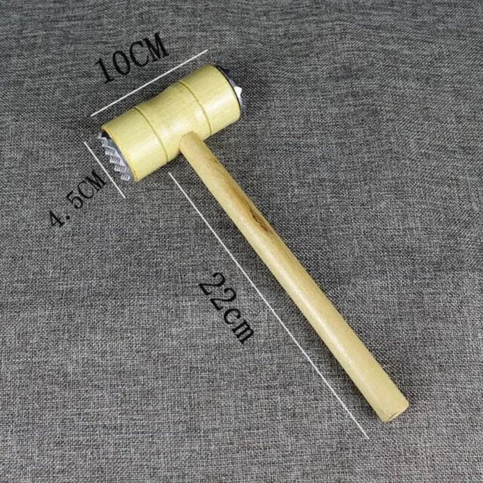 Double Sided Wooden Meat Hammer, Meat Mallet Tenderizer, Steel Meat Knocker With Wooden Handle, Kitchen Meat Hammer, Pork Chop Hammer, Dual Sided Meat Mallet For Kitchen, Heavy Duty Meat Pounders Hammer