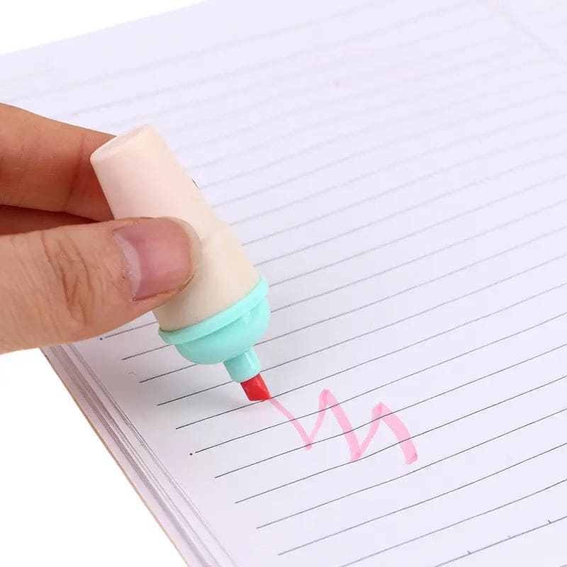 Set Of 6 Mini Ice Cream Highlighter, Portable Mini Sweet Cute Cone Shape Highlighters, Marker Pens With Chisel Tip, Fluorescent Coloring Pens for Student Office School Home