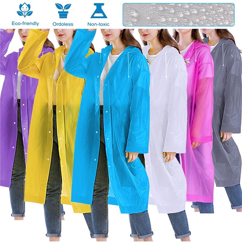 Hooded Rain Coat, Women Men Impermeable Thickened Waterproof Raincoat, Tourism Outdoor Hiking Rain Poncho Raincoat, Universal Travel Rain Jacket, Loose Simple Long Sleeve Rain Jacket, Transparent Thickened Rain Coat