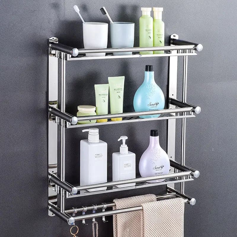 3 Tier Stainless Steel Silver Wall Mount Shelf Bathroom