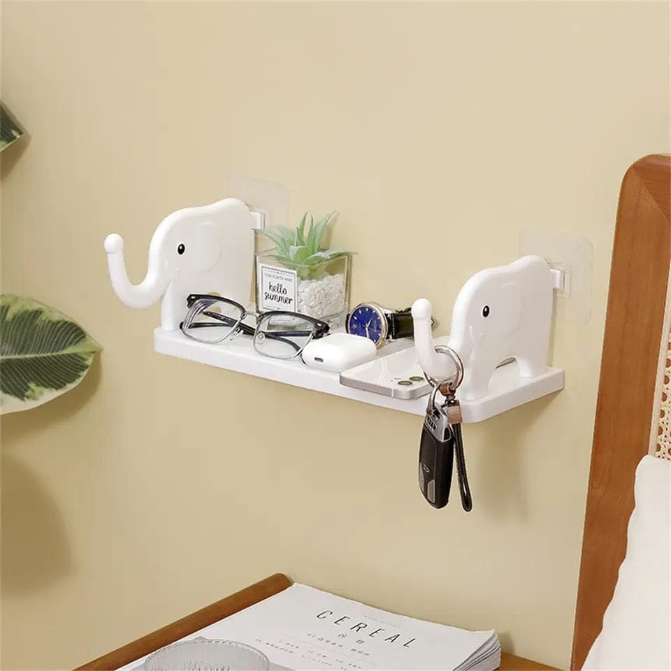 Elephant Storage Shelf, Multifunctional Storage Rack, Elephant Guardrail Hook Storage Rack, Household Kitchen Bathroom Organizer Shelf, Wall Hanging Seasoning Storage Shelf, Wall Mounted Storage Organizer, Multipurpose Floating Shelf